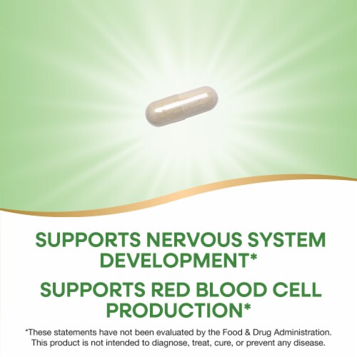Nature's Way Folate Supports Nervous System Development Capsules 800 mcg Per Serving Perspective: left