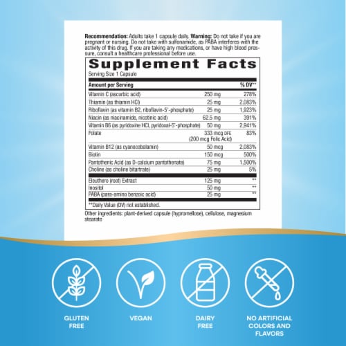 Nature's Way B-Stress Formula Capsules Perspective: left