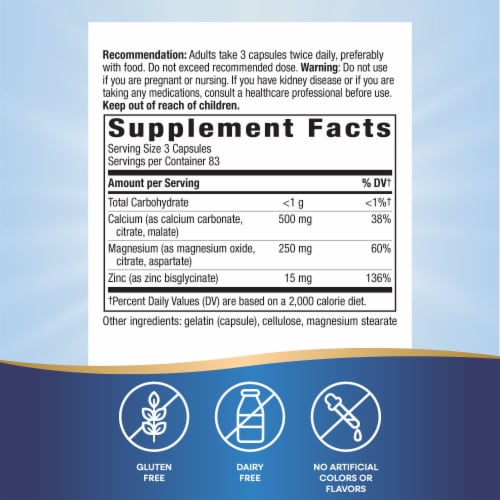 Nature's Way® Calcium Magnesium and Zinc Capsules Perspective: left