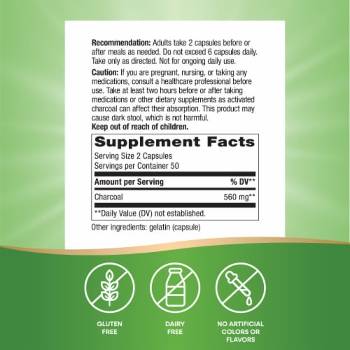 Nature's Way® Activated Charcoal Capsules Perspective: left
