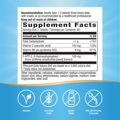 Nature's Way 5-HTP Tablets 50mg Perspective: left