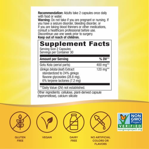 Nature's Way® Ginkgo Standardized Capsules Perspective: left