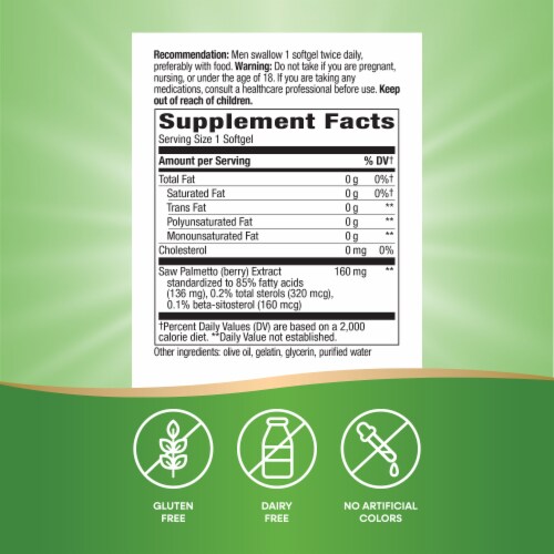 Nature's Way Saw Palmetto Standardized Softgels 160mg Perspective: left