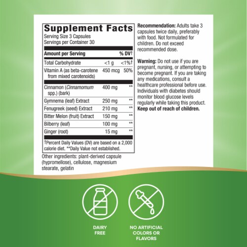 Nature's Way Blood Sugar Management Capsules Perspective: left