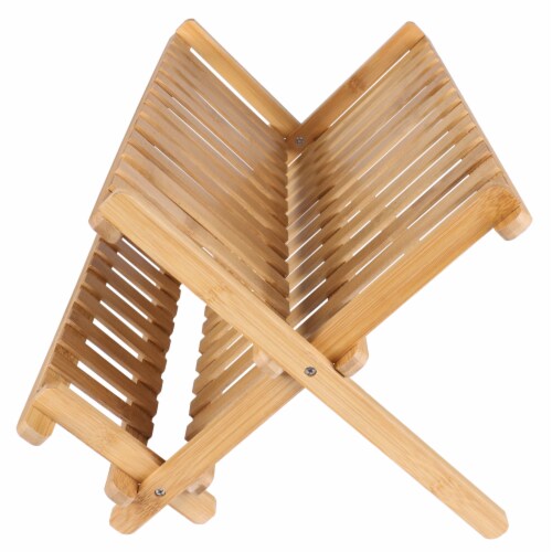 BIA Cordon Bleu Danesco Collapsible Bamboo Dish Rack Perspective: left