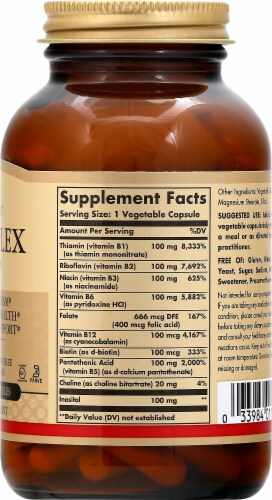 Solgar B-complex 100 Capsules Perspective: left