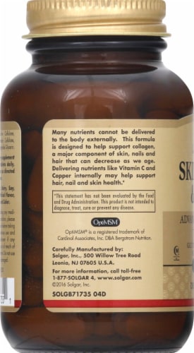 Solgar Skin Nails and Hair Dietary Supplement Tablets 60 Count Perspective: left