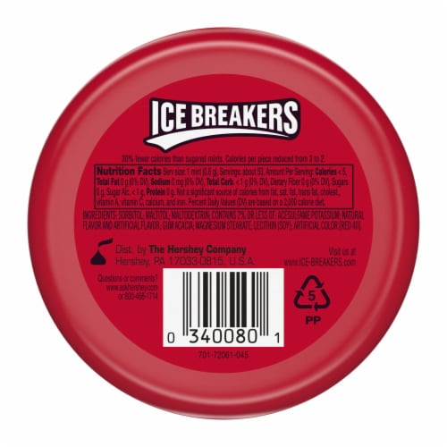 ICE BREAKERS Cinnamon Flavored Sugar Free Mints Puck Perspective: left