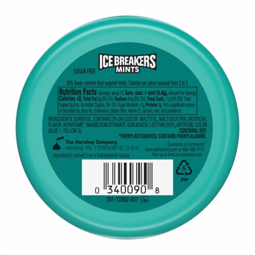 ICE BREAKERS Wintergreen Flavored Sugar Free Breath Mints Tin Perspective: left