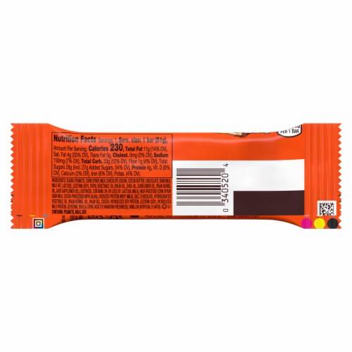 REESE'S FAST BREAK Milk Chocolate Peanut Butter and Nougat Candy Bar Perspective: left