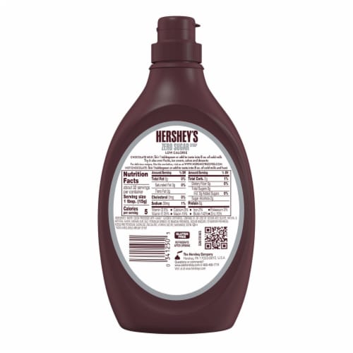 HERSHEY'S Zero Sugar Chocolate Syrup Bottle Perspective: left