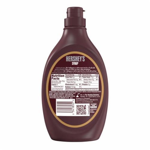 HERSHEY'S SPECIAL DARK Mildly Sweet Chocolate Syrup Bottle Perspective: left