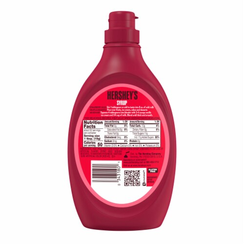 HERSHEY'S Strawberry Flavored Syrup Bottle Perspective: left