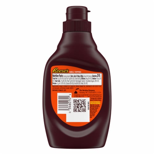 REESE'S Chocolate Peanut Butter Shell Topping Bottle Perspective: left