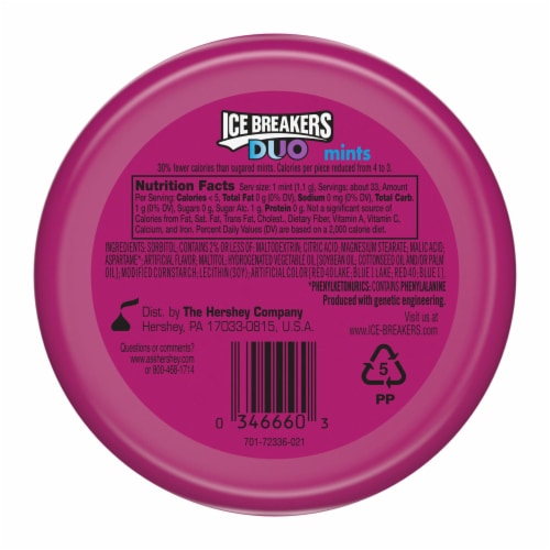 Ice Breakers Duo Fruit + Cool Raspberry Flavored Mints Perspective: left