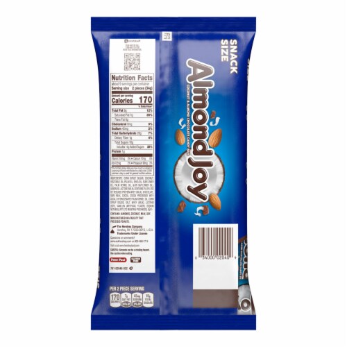 ALMOND JOY Coconut and Almond Chocolate Snack Size Candy Bag Perspective: left