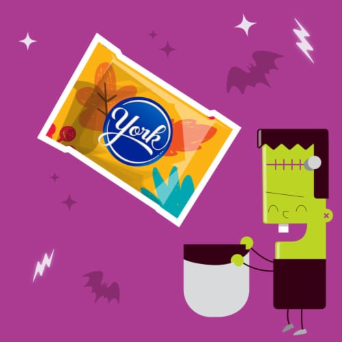 YORK Dark Chocolate Peppermint Patties Pumpkins Halloween Candy Bag Perspective: left