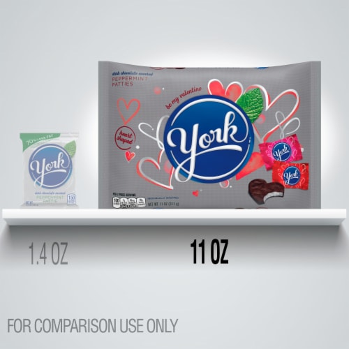 York Valentine's Dark Chocolate Covered Peppermint Patties Hearts Perspective: left