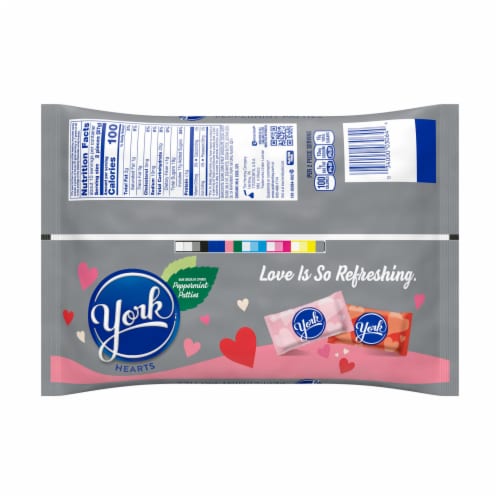 YORK Dark Chocolate Peppermint Patties Hearts Valentine Candy Bag Perspective: left