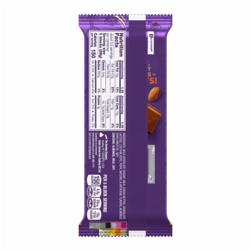 CADBURY DAIRY MILK Roast Almond Milk Chocolate with Roasted Almonds Candy Bar Perspective: left