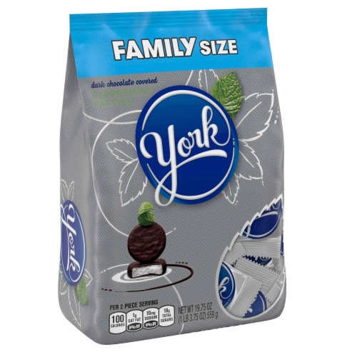 York Peppermint Patties Family Size Stand Up Bag Perspective: left