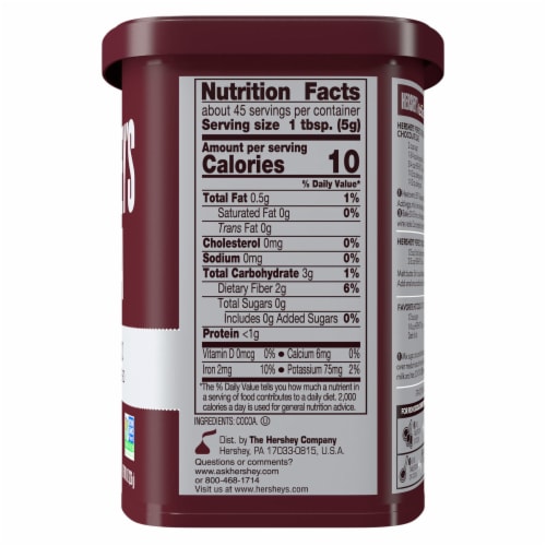 HERSHEY'S Natural Unsweetened Cocoa Powder Can Perspective: left