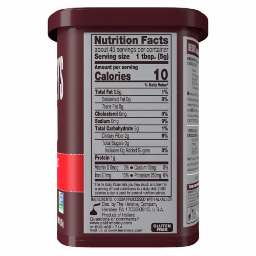 HERSHEY'S SPECIAL DARK Dutched Cocoa Powder Can Perspective: left