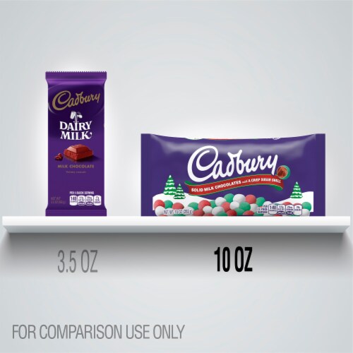 Cadbury Coated Solid Milk Chocolate Holiday Candy Perspective: left