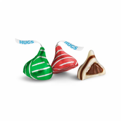 HERSHEY'S HUGS Milk Chocolate Hugged by White Creme Christmas Candy Bag Perspective: left