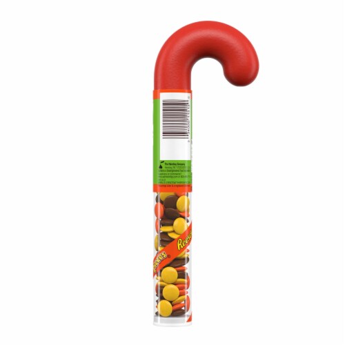 REESE'S PIECES Peanut Butter Christmas Candy Plastic Cane Perspective: left