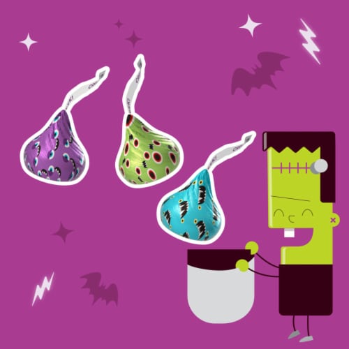 HERSHEY'S KISSES Milk Chocolate Monster Foil Halloween Candy Bag Perspective: left