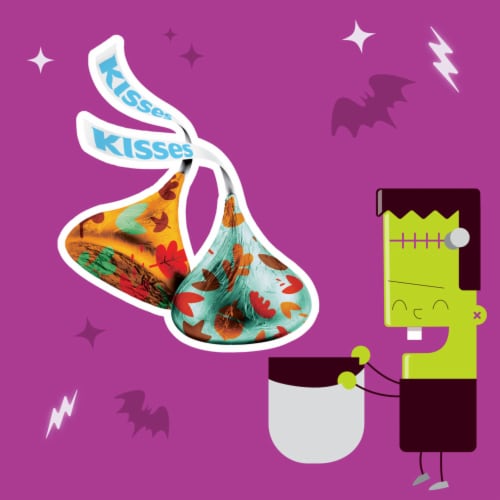 HERSHEY'S KISSES Milk Chocolate Autumn Foils Halloween Candy Bag Perspective: left