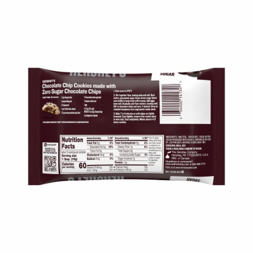 HERSHEY'S Sugar Free Chocolate Baking Chips Bag Perspective: left