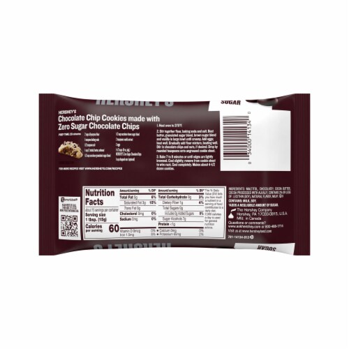 HERSHEY'S Zero Sugar Chocolate Baking Chips Bag Perspective: left