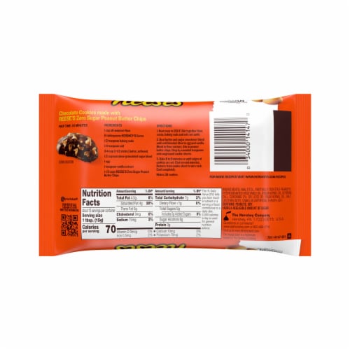 REESE'S Zero Sugar Peanut Butter Baking Chips Bag Perspective: left