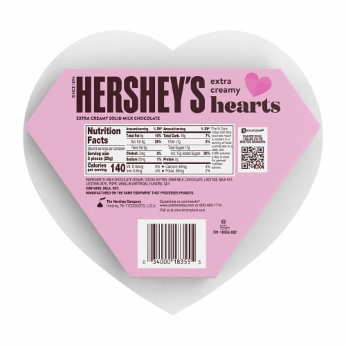 HERSHEY'S Extra Creamy Milk Chocolate Hearts Valentine Candy Gift Box Perspective: left