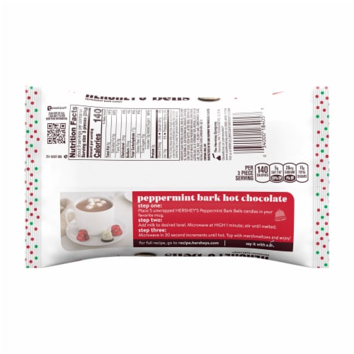 HERSHEY'S Peppermint Bark Bells Christmas Candy Bag Perspective: left