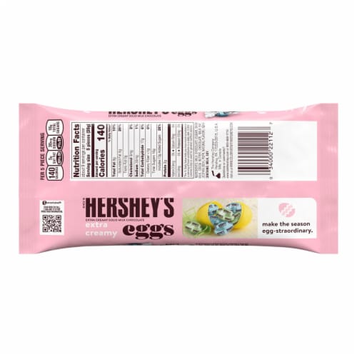 HERSHEY'S Extra Creamy Milk Chocolate Eggs Easter Candy Bag Perspective: left