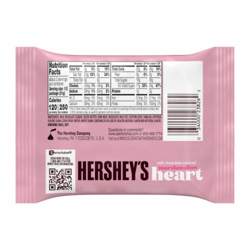 HERSHEY'S Milk Chocolate Covered Marshmallow Heart Valentine Candy Pack Perspective: left