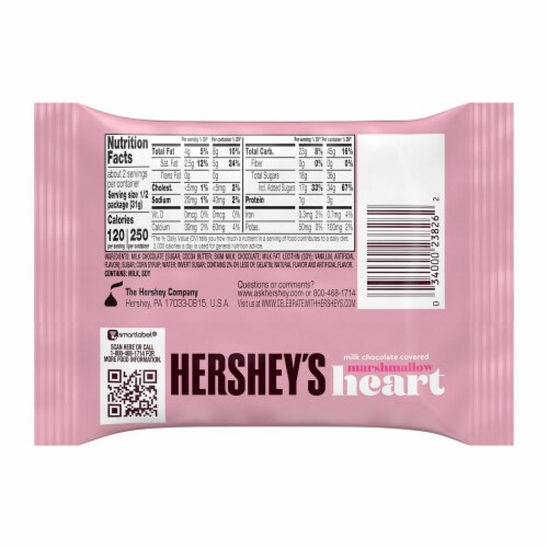 HERSHEY'S Milk Chocolate Covered Marshmallow Heart Valentine Candy Pack Perspective: left