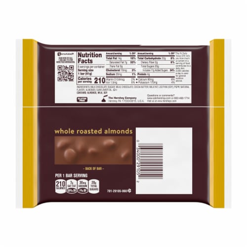 HERSHEY'S Milk Chocolate with Whole Almonds Candy Bars Perspective: left
