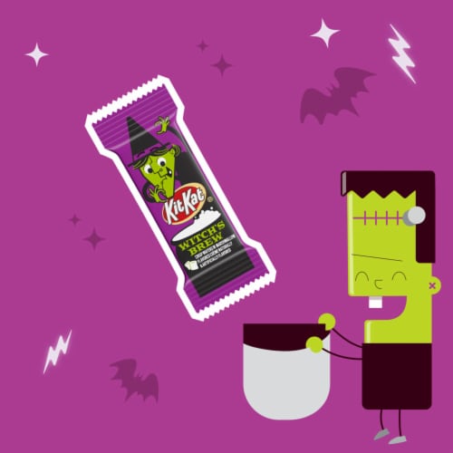 KIT KAT® Witch's Brew Marshmallow Creme Wafer Snack Size Halloween Candy Bag Perspective: left