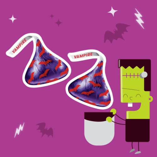 Hershey's Kisses Milk Chocolate Filled with Strawberry Creme Vampire Halloween Candy Perspective: left