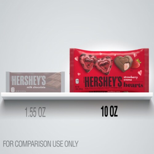 Hershey's Valentine's Extra Creamy Strawberry Creme Filled Milk Chocolate Hearts Perspective: left