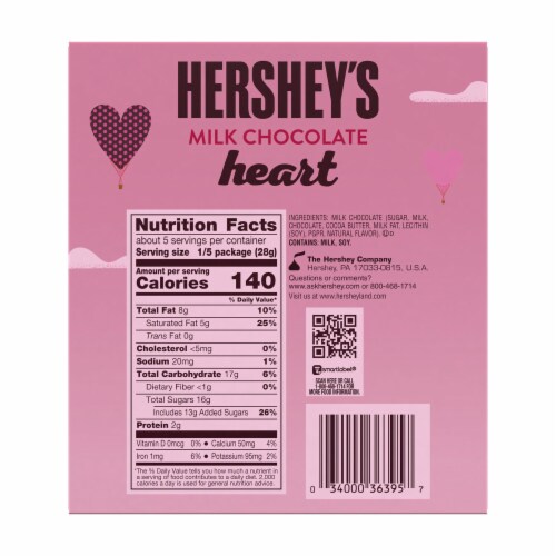HERSHEY'S Milk Chocolate Heart Valentine Candy Gift Box Perspective: left