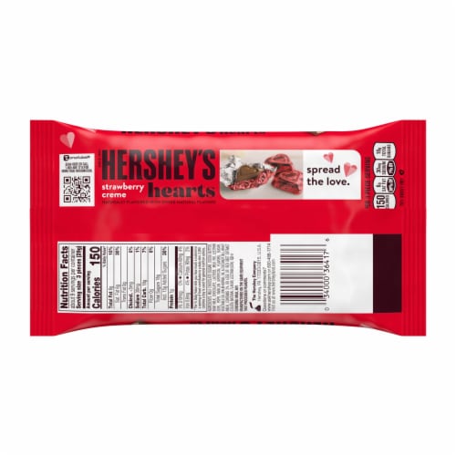 HERSHEY'S Strawberry Creme Flavored Hearts Valentine Candy Bag Perspective: left