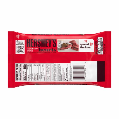 HERSHEY'S Strawberry Creme Flavored Hearts Valentine Candy Bag Perspective: left