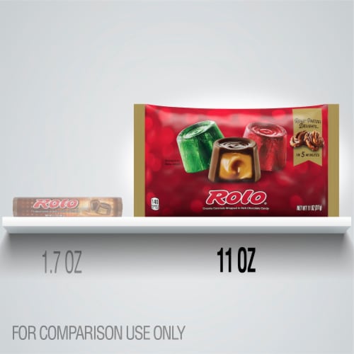 Rolo Creamy Caramels Wrapped in Rich Chocolate Candy Perspective: left