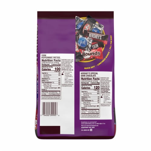 Hershey Assorted Dark Chocolate Flavored Snack Size Candy Party Pack Perspective: left