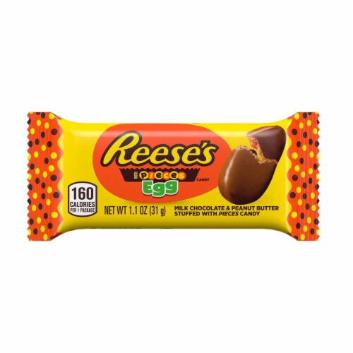 REESE'S STUFFED WITH PIECES Milk Chocolate Peanut Butter Easter Eggs Candy Perspective: left